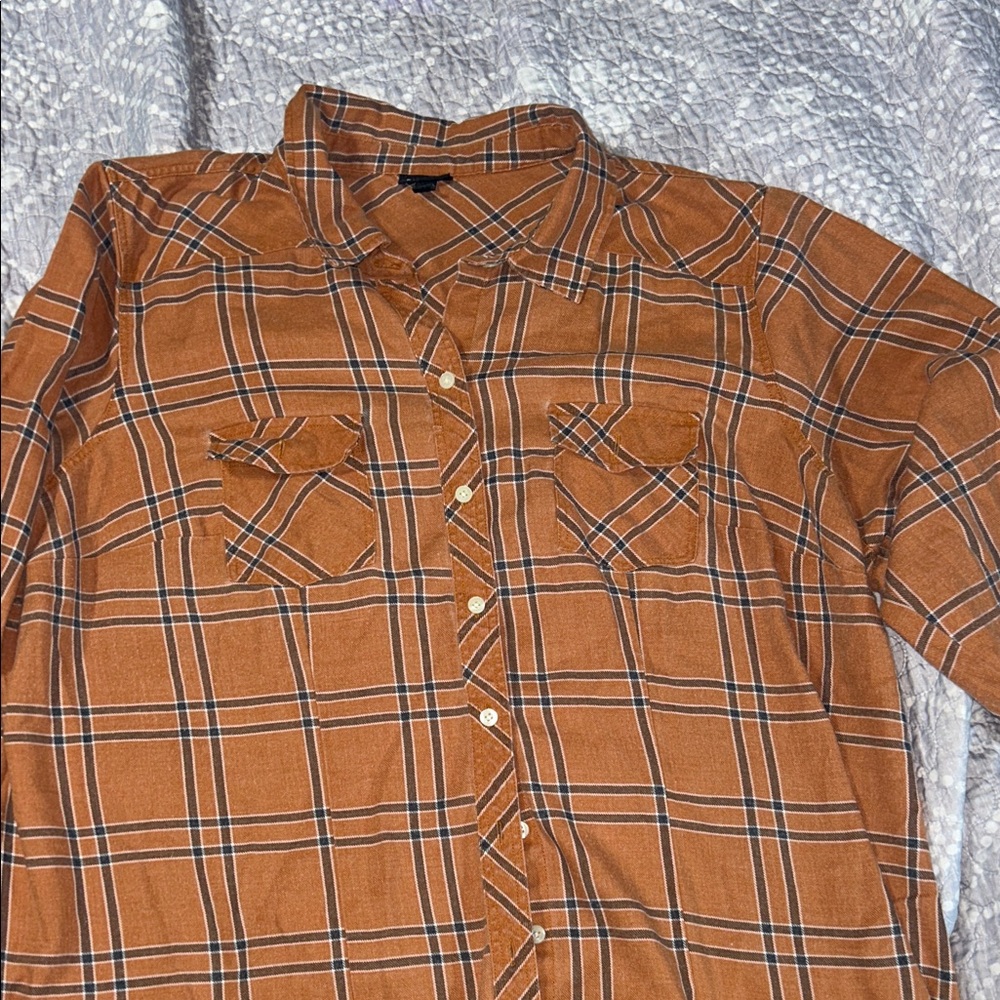 Torrid Women's Rust Plaid Button-Down Shirt